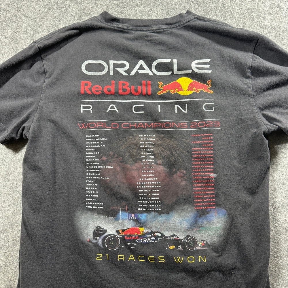 Hollister Red Bull Racing F1 Tee Mens S Gray 2023 World Champions Relaxed Fit